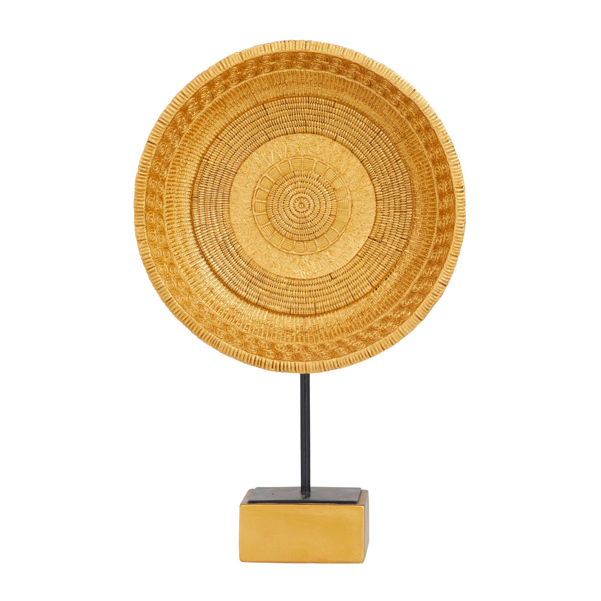 Gold Polystone Glam Sculpture, 20" x 13" x 6"